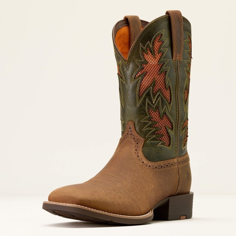 Ariat® (Men's 11 D) Sport Cool VentTEK™ Cowboy Boot, Buff Tan/Dusty Olive - $220